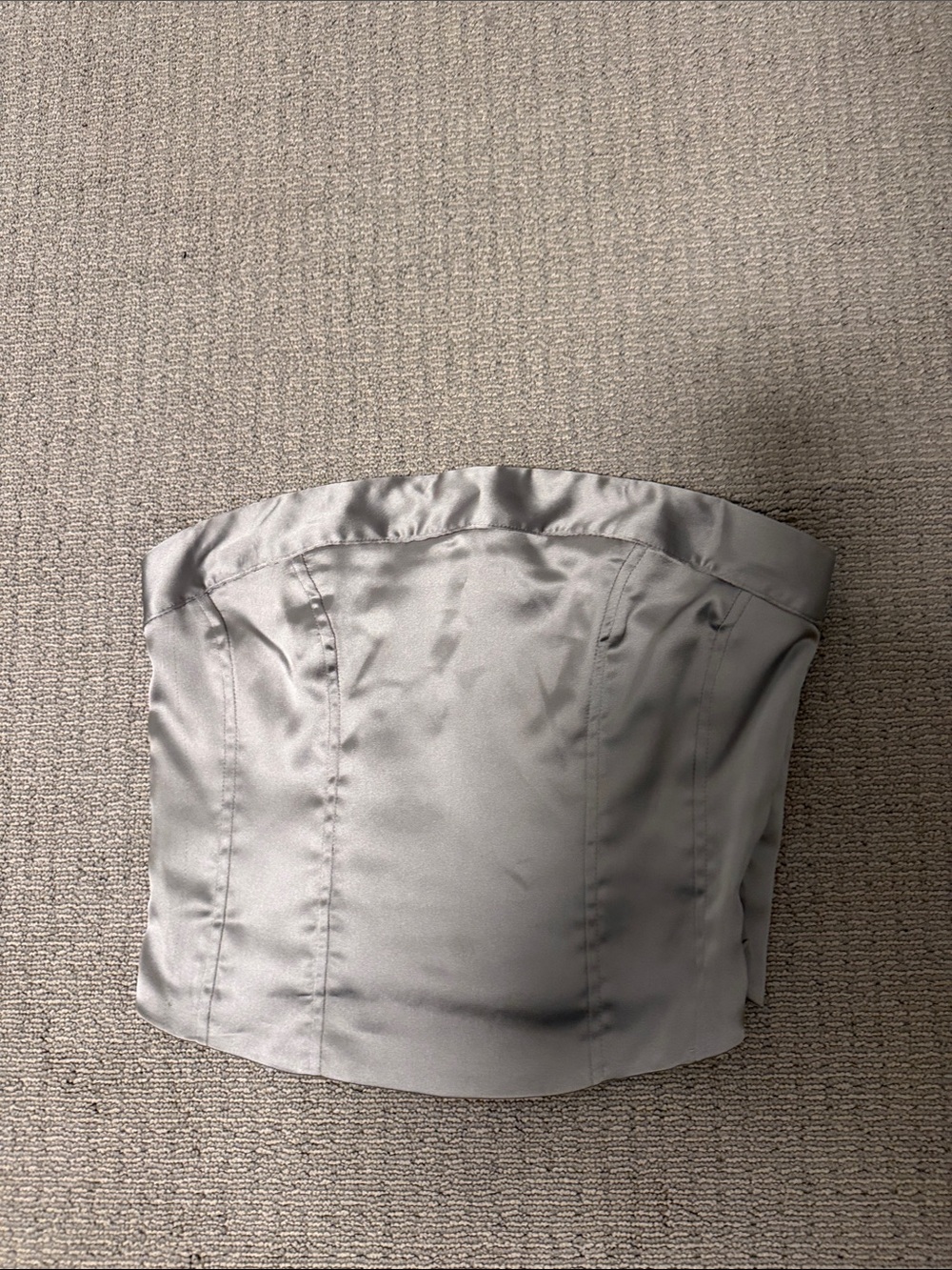 wild fable Satin Strapless Corset Top in Light Gray